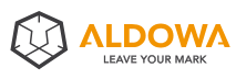 Aldowa bedrijfslogo met slogan 'Leave Your Mark'